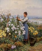 Daniel Ridgeway Knight Chrysanthemums oil painting artist
